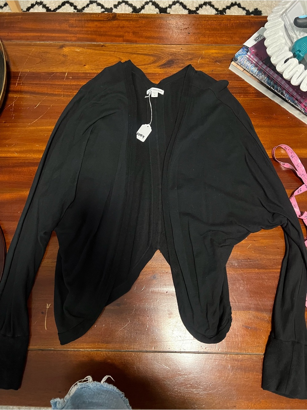 James Perse Black Dolman Sleeve Open Cardigan